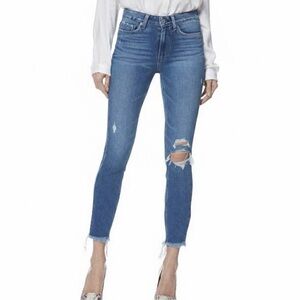 PAIGE Hoxton Ankle Jeans Women's 26
Blue Mid-Rise Ripped Stretch Denim